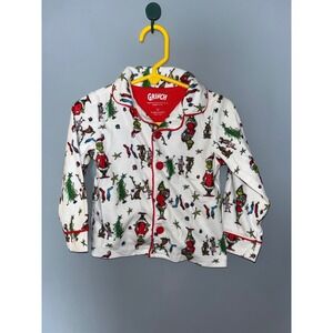 Grinch Pajama Top 2T Dr. Seuss Red Trim Long Sleeve Holiday Sleepwear